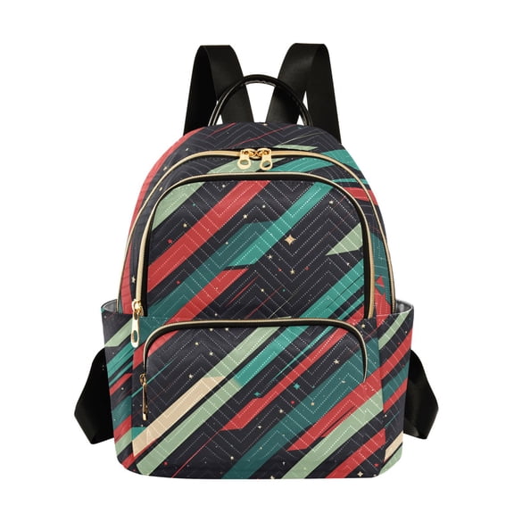 FORMRS Mini Backpack Purse for Women Quilted Travel Daypack Casual Shoulder Bag, Abstract Stripes