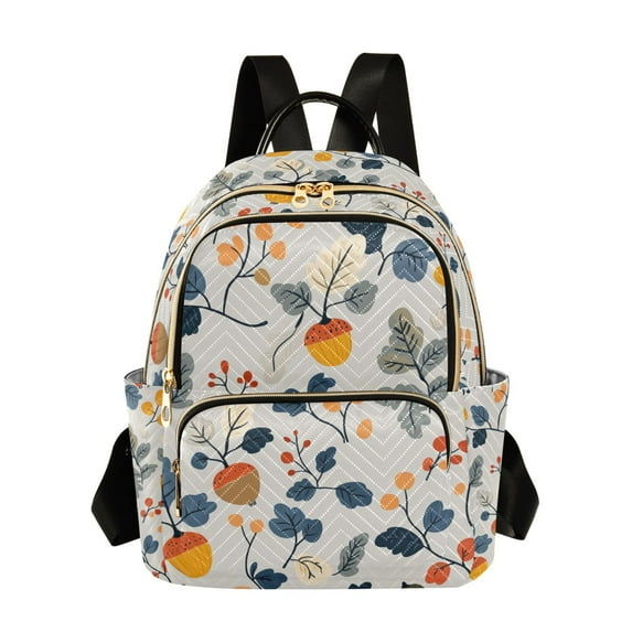 FORMRS Mini Backpack Purse for Women Quilted Travel Daypack Casual Shoulder Bag, Acorn Leaves Pattern