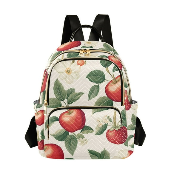 FORMRS Mini Backpack Purse for Women Quilted Travel Daypack Casual Shoulder Bag, Apples Flower Pattern