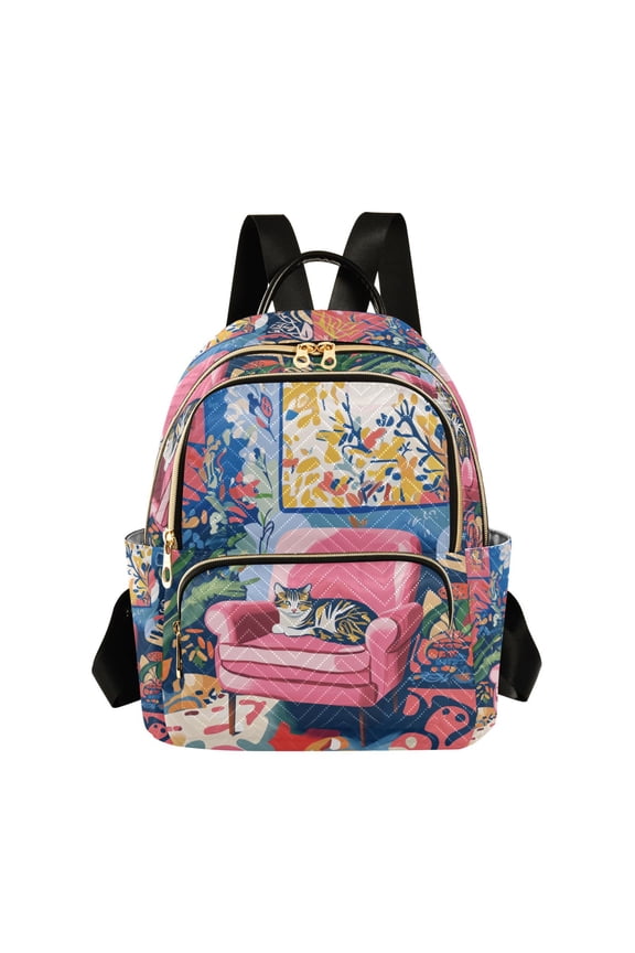Mini Backpack Purse for Women Travel Daypack Casual Shoulder Bag, Art Cat