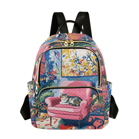 FORMRS Mini Backpack Purse for Women Travel Daypack Casual Shoulder Bag, Art Cat
