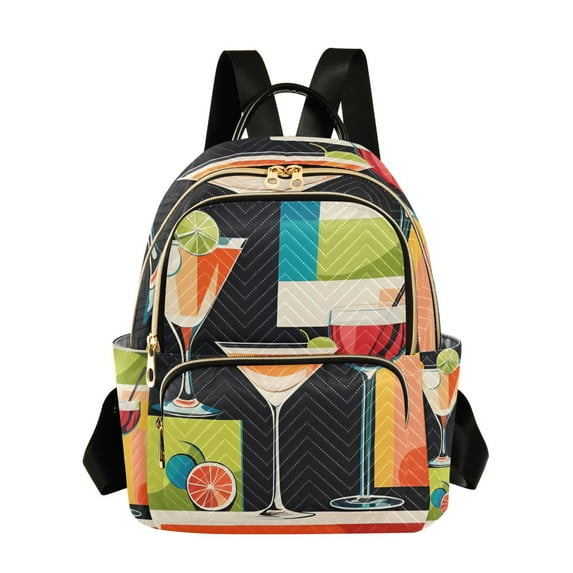 FORMRS Mini Backpack Purse for Women Travel Daypack Casual Shoulder Bag, Art Cocktails