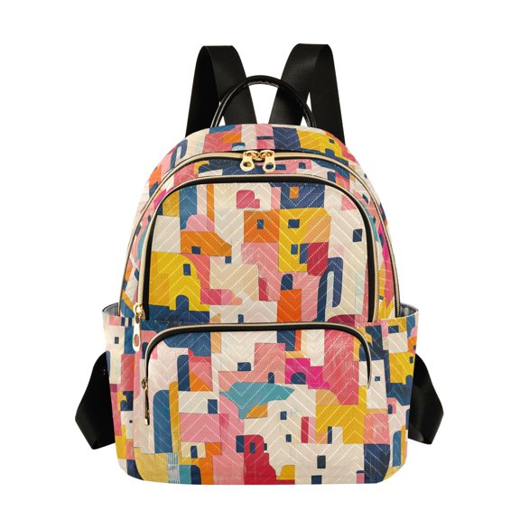 FORMRS Mini Backpack Purse for Women Travel Daypack Casual Shoulder Bag, Art Geometric