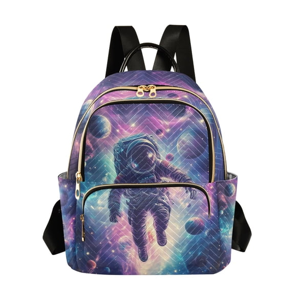 FORMRS Mini Backpack Purse for Women Quilted Travel Daypack Casual Shoulder Bag, Astronaut Pattern