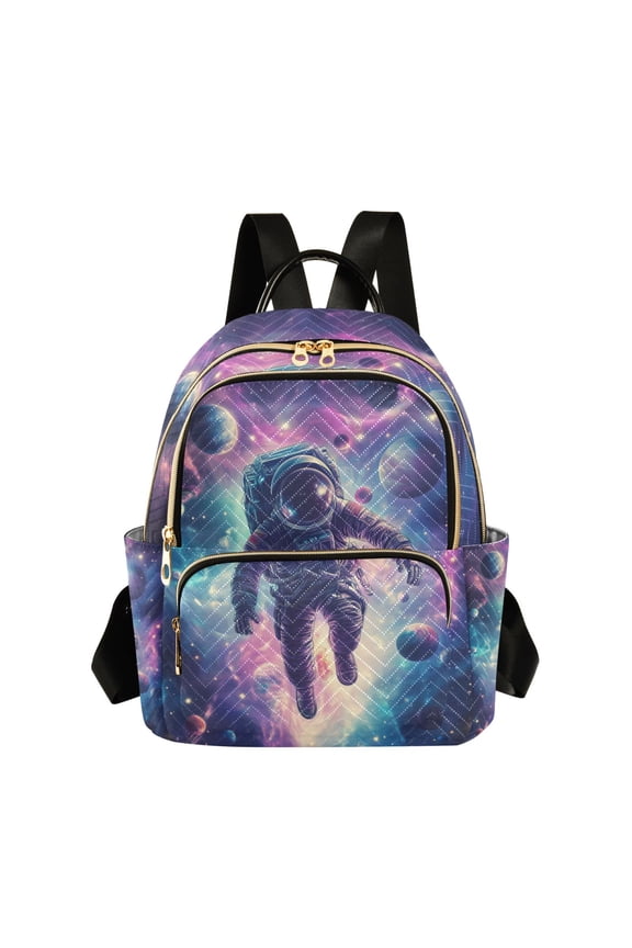 Mini Backpack Purse for Women Quilted Travel Daypack Casual Shoulder Bag, Astronaut Pattern