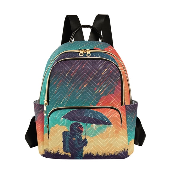 FORMRS Mini Backpack Purse for Women Quilted Travel Daypack Casual Shoulder Bag, Astronaut and Sky