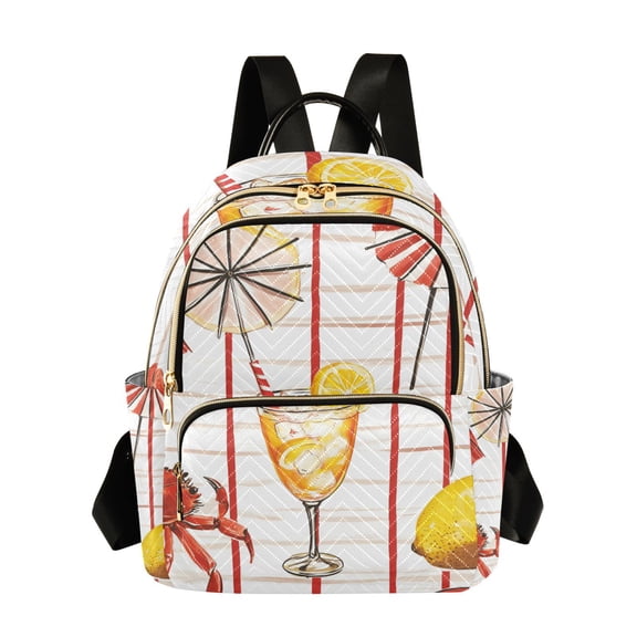 FORMRS Mini Backpack Purse for Women Quilted Travel Daypack Casual Shoulder Bag, Beach Crab