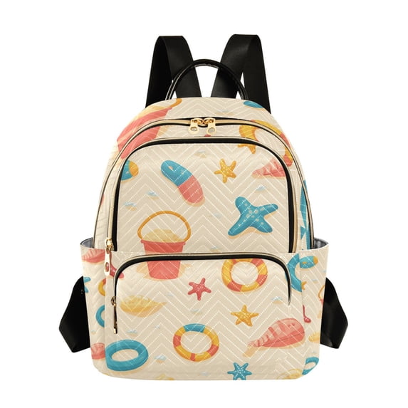 FORMRS Mini Backpack Purse for Women Quilted Travel Daypack Casual Shoulder Bag, Beach Pattern