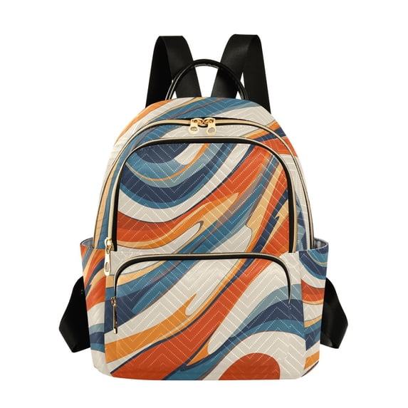 FORMRS Mini Backpack Purse for Women Travel Daypack Casual Shoulder Bag, Beige Abstract Wavy