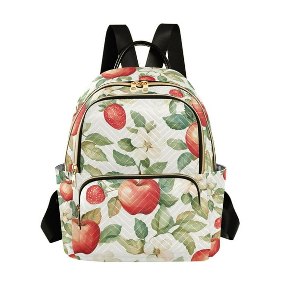 FORMRS Mini Backpack Purse for Women Quilted Travel Daypack Casual Shoulder Bag, Beige Apple Pattern