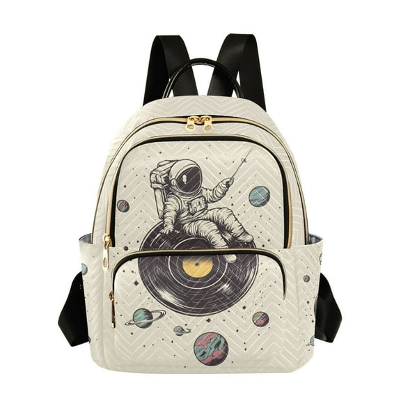 FORMRS Mini Backpack Purse for Women Travel Daypack Casual Shoulder Bag, Beige Astronaut Planet