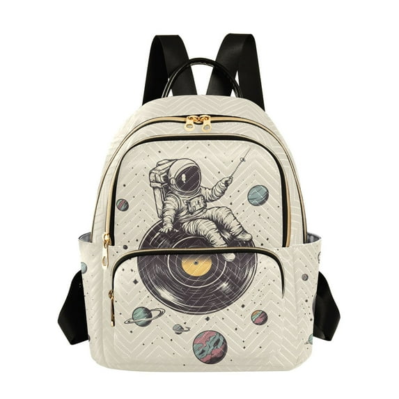 FORMRS Mini Backpack Purse for Women Travel Daypack Casual Shoulder Bag, Beige Astronaut Planet