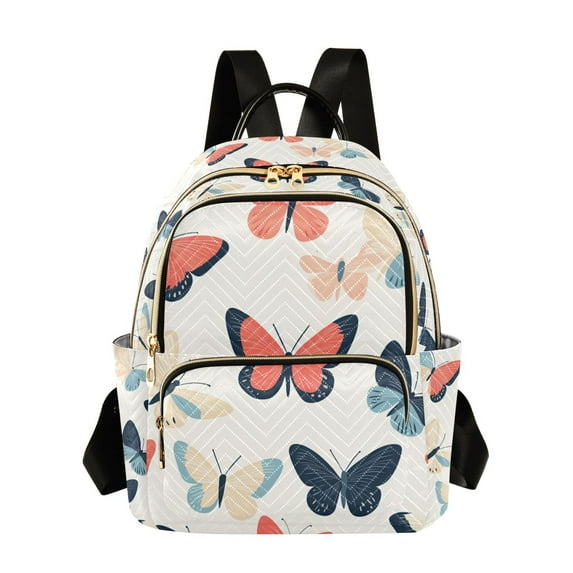FORMRS Mini Backpack Purse for Women Travel Daypack Casual Shoulder Bag, Beige Butterflies