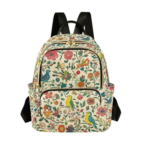 FORMRS Mini Backpack Purse for Women Quilted Travel Daypack Casual Shoulder Bag, Beige Cartoon Animals