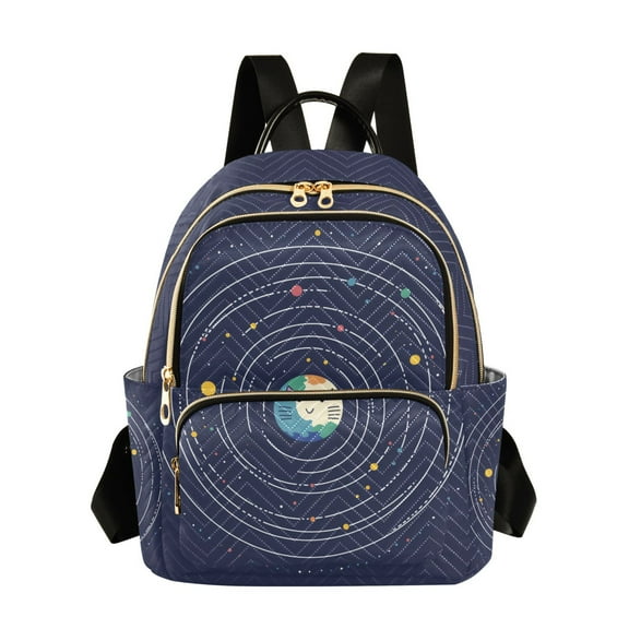 FORMRS Mini Backpack Purse for Women Travel Daypack Casual Shoulder Bag, Beige Cat Planet