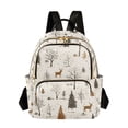 thumbnail image 1 of FORMRS Mini Backpack Purse for Women Travel Daypack Casual Shoulder Bag, Beige Christmas Forest, 1 of 7
