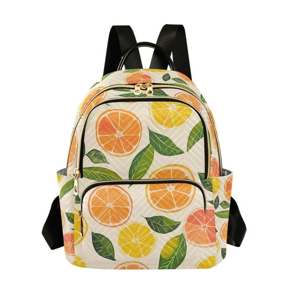FORMRS Mini Backpack Purse for Women Quilted Travel Daypack Casual Shoulder Bag, Beige Citrus Leaves
