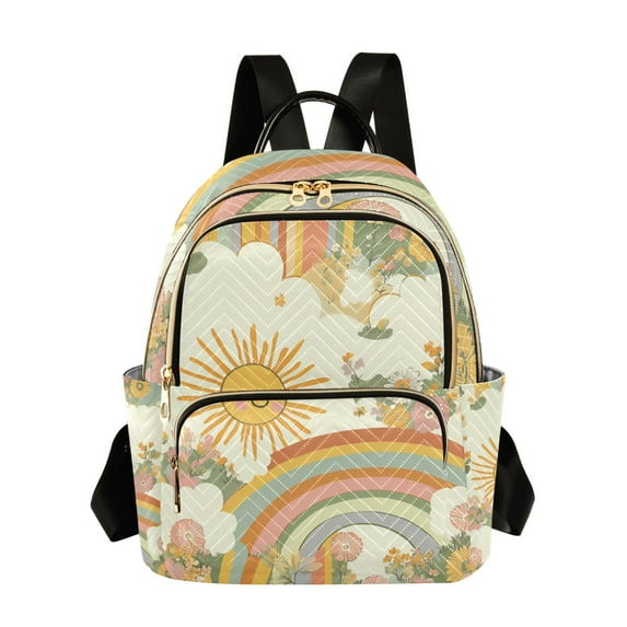 FORMRS Mini Backpack Purse for Women Quilted Travel Daypack Casual Shoulder Bag, Beige Clouds