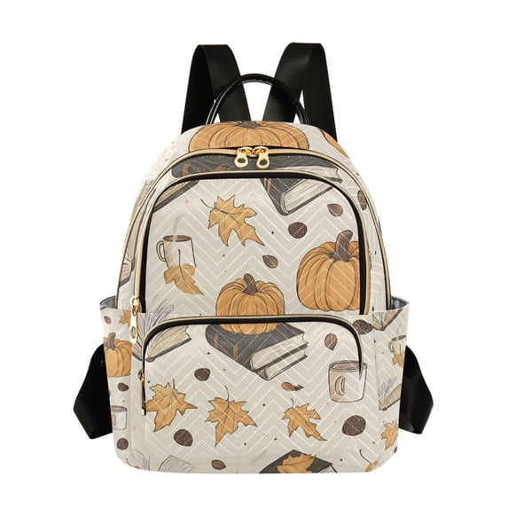 FORMRS Mini Backpack Purse for Women Travel Daypack Casual Shoulder Bag, Beige Fall Books