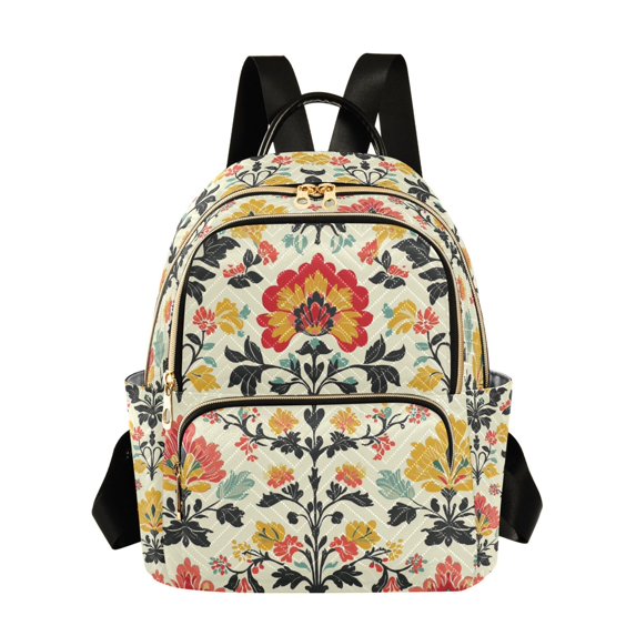 FORMRS Mini Backpack Purse for Women Quilted Travel Daypack Casual Shoulder Bag, Beige Floral