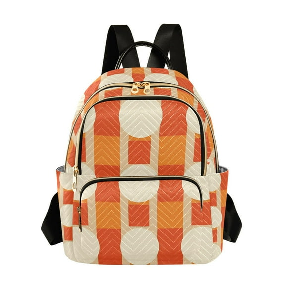FORMRS Mini Backpack Purse for Women Quilted Travel Daypack Casual Shoulder Bag, Beige Geometric Circles