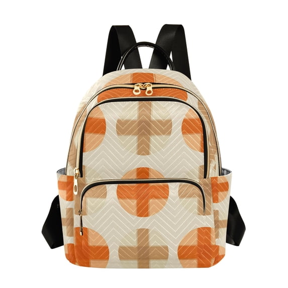 FORMRS Mini Backpack Purse for Women Travel Daypack Casual Shoulder Bag, Beige Geometric Pattern