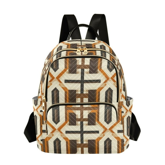 FORMRS Mini Backpack Purse for Women Travel Daypack Casual Shoulder Bag, Beige Geometric