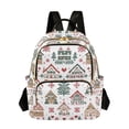 thumbnail image 1 of FORMRS Mini Backpack Purse for Women Travel Daypack Casual Shoulder Bag, Beige Nordic Christmas House, 1 of 7