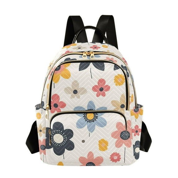 FORMRS Mini Backpack Purse for Women Travel Daypack Casual Shoulder Bag, Beige Retro Flower