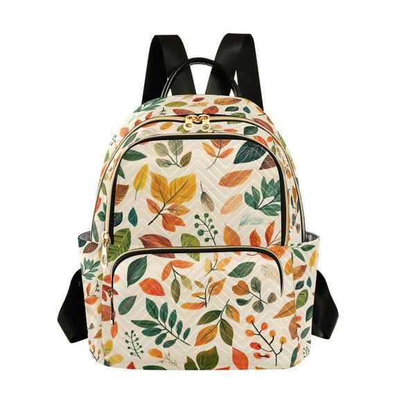 FORMRS Mini Backpack Purse for Women Travel Daypack Casual Shoulder Bag, Beige Retro Leaves