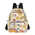 thumbnail image 1 of FORMRS Mini Backpack Purse for Women Travel Daypack Casual Shoulder Bag, Beige Retro Rainbow, 1 of 7