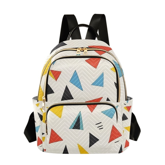 FORMRS Mini Backpack Purse for Women Travel Daypack Casual Shoulder Bag, Beige Triangles