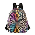 thumbnail image 1 of FORMRS Mini Backpack Purse for Women Quilted Travel Daypack Casual Shoulder Bag, Beige Wavy Plaid, 1 of 7