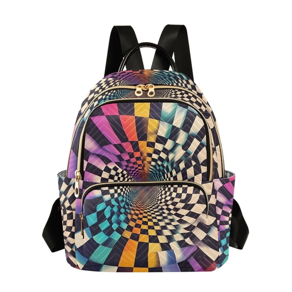 FORMRS Mini Backpack Purse for Women Quilted Travel Daypack Casual Shoulder Bag, Beige Wavy Plaid