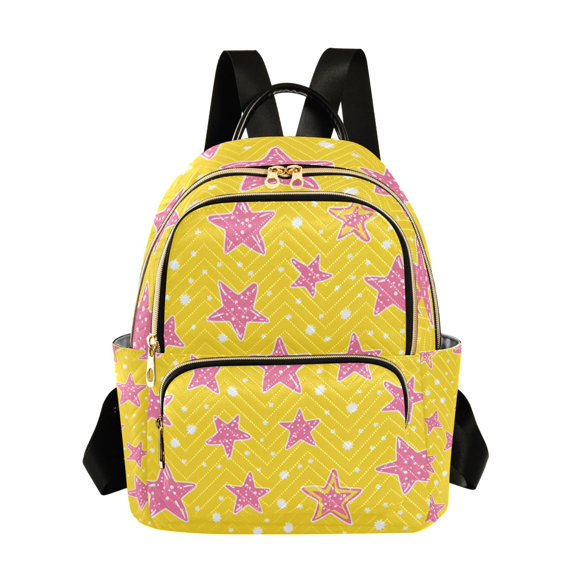 FORMRS Mini Backpack Purse for Women Travel Daypack Casual Shoulder Bag, Big Pink Stars Pattern
