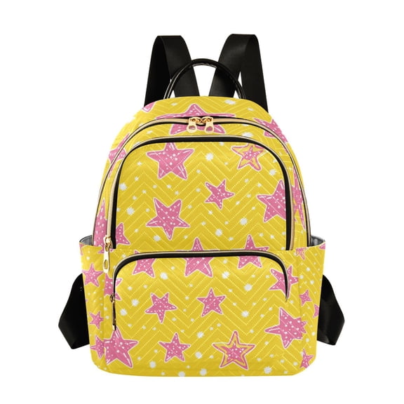 FORMRS Mini Backpack Purse for Women Travel Daypack Casual Shoulder Bag, Big Pink Stars Pattern