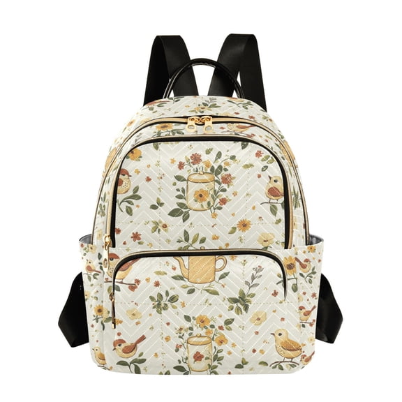 FORMRS Mini Backpack Purse for Women Travel Daypack Casual Shoulder Bag, Birds Sunflowers