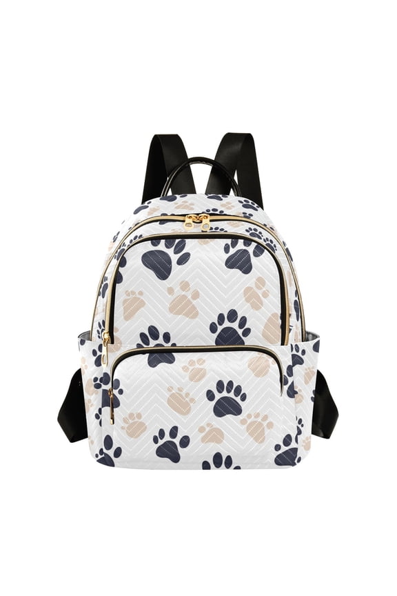 Mini Backpack Purse for Women Travel Daypack Casual Shoulder Bag, Black Cat Paw