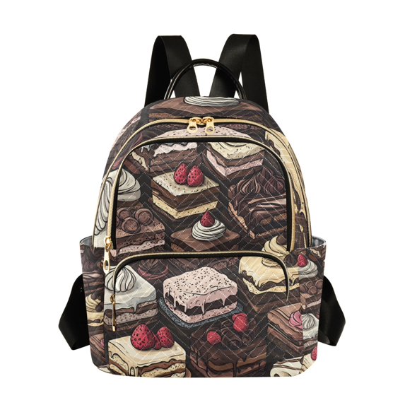 FORMRS Mini Backpack Purse for Women Quilted Travel Daypack Casual Shoulder Bag, Black Chocolate Cakes