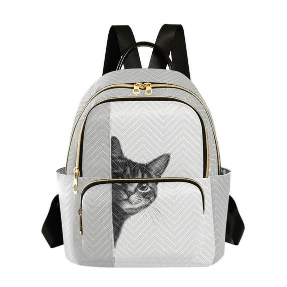 FORMRS Mini Backpack Purse for Women Quilted Travel Daypack Casual Shoulder Bag, Black Cute Cat