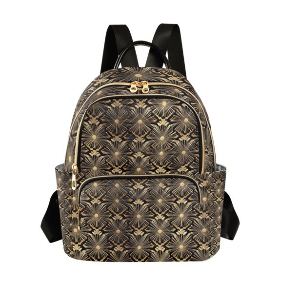 FORMRS Mini Backpack Purse for Women Travel Daypack Casual Shoulder Bag, Black Floral Pattern