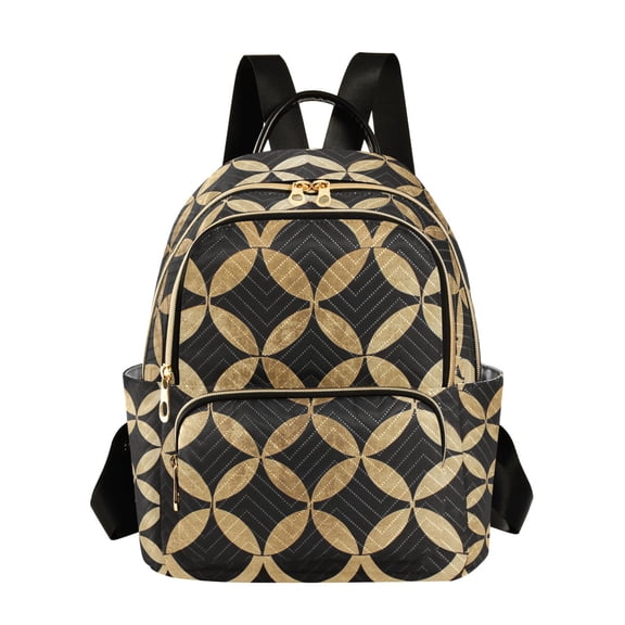 FORMRS Mini Backpack Purse for Women Travel Daypack Casual Shoulder Bag, Black Geometric