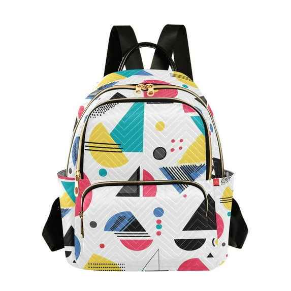 FORMRS Mini Backpack Purse for Women Travel Daypack Casual Shoulder Bag, Black Retro Pattern