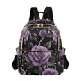 thumbnail image 1 of FORMRS Mini Backpack Purse for Women Quilted Travel Daypack Casual Shoulder Bag, Black Roses, 1 of 7