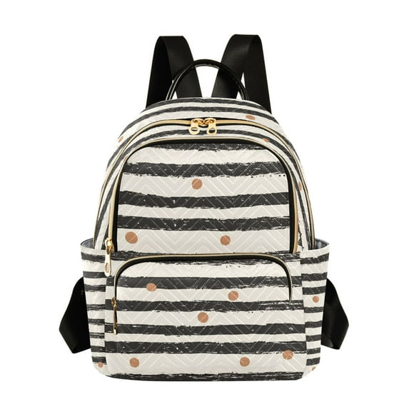 FORMRS Mini Backpack Purse for Women Quilted Travel Daypack Casual Shoulder Bag, Black Stripes