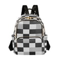 thumbnail image 1 of FORMRS Mini Backpack Purse for Women Quilted Travel Daypack Casual Shoulder Bag, Black and Gray Plaid Pattern, 1 of 7