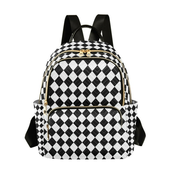 FORMRS Mini Backpack Purse for Women Travel Daypack Casual Shoulder Bag, Black and White Geometric