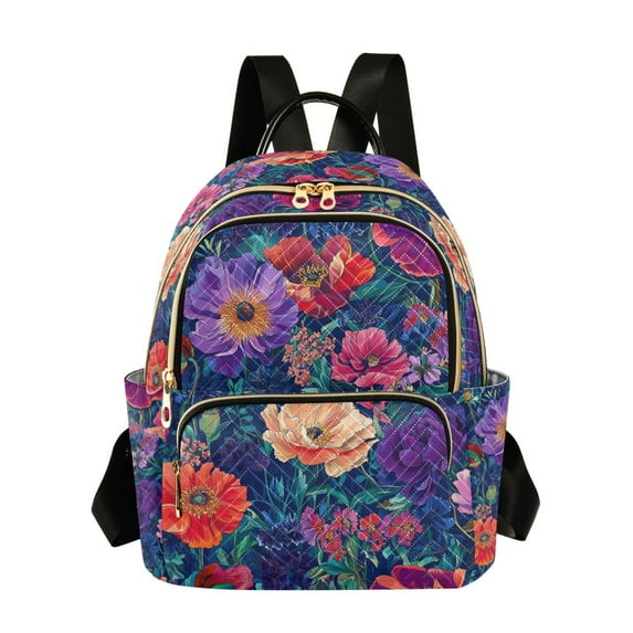 FORMRS Mini Backpack Purse for Women Travel Daypack Casual Shoulder Bag, Blooming Flowers Pattern