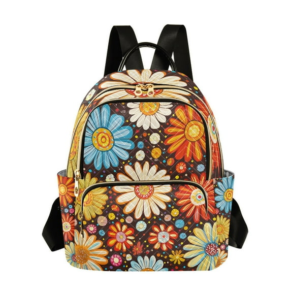 FORMRS Mini Backpack Purse for Women Travel Daypack Casual Shoulder Bag, Blooming Flowers