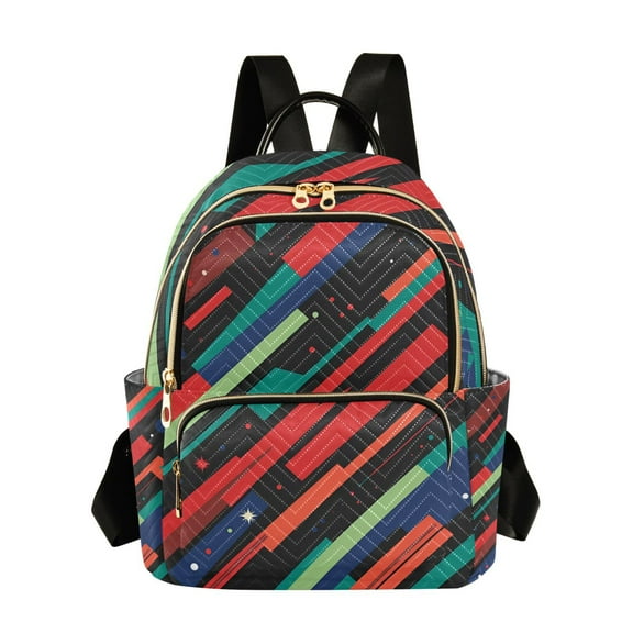 FORMRS Mini Backpack Purse for Women Travel Daypack Casual Shoulder Bag, Blue Abstract Lines